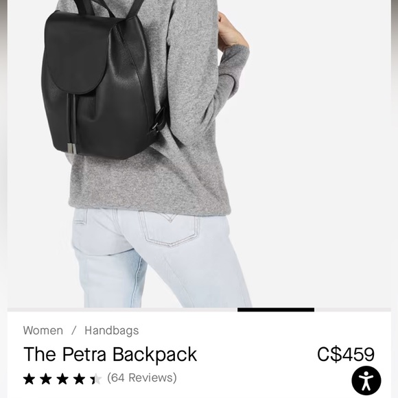 Everlane Black Petra Leather Backpack Genuine Leather - Picture 3 of 10